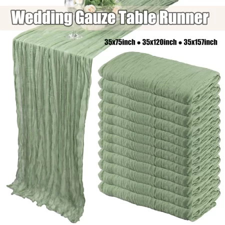10-20Pcs Sage Green Table Runners Cotton Gauze Table Runner Bulk Rustic Cheesecloth Table Runner Boho Table Runner for Wedding