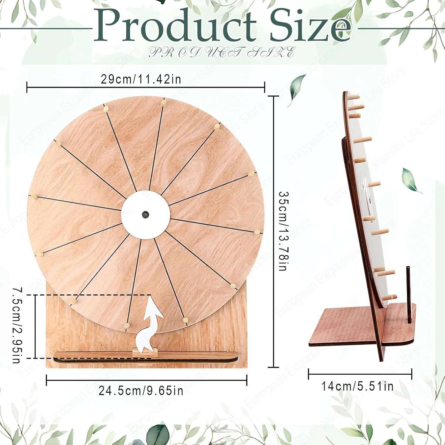 11.4inch Wedding Game Spinning Wheel Wooden Prize Tabletop Spinner with Stand Erasable Acrylic Board Roulette Wheel for Wedding - Image 2