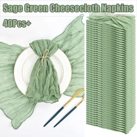 10-100Pcs Sage Green Napkins for Wedding Boho Gauze Table Napkins 50x50cm Serving Table Decor Dinner Towel Cocktail Napkins