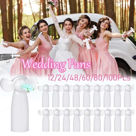 12-100Pcs Portable Fan Bulk White Hand Fan Wedding Souvenirs Personal Handheld Fans Wedding/Bachelorette/Party Favor for Guests