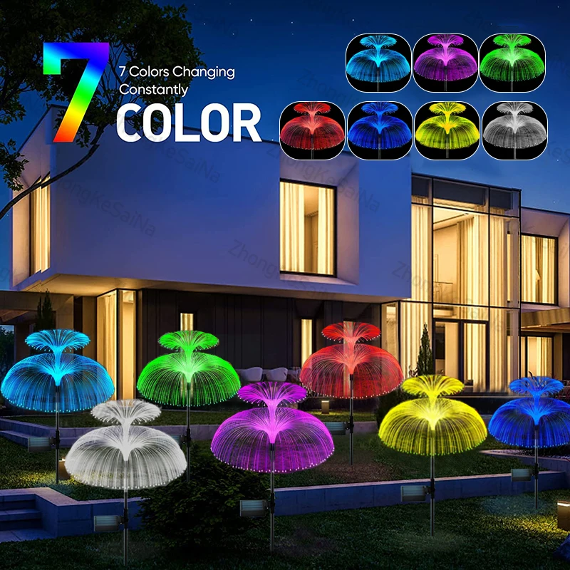 1/2Pcs Solar Garden Light Outdoor Waterproof Jellyfish Lawn Light RGB Changing Color Landscape Light for Yard/Pathway Decor - Image 2