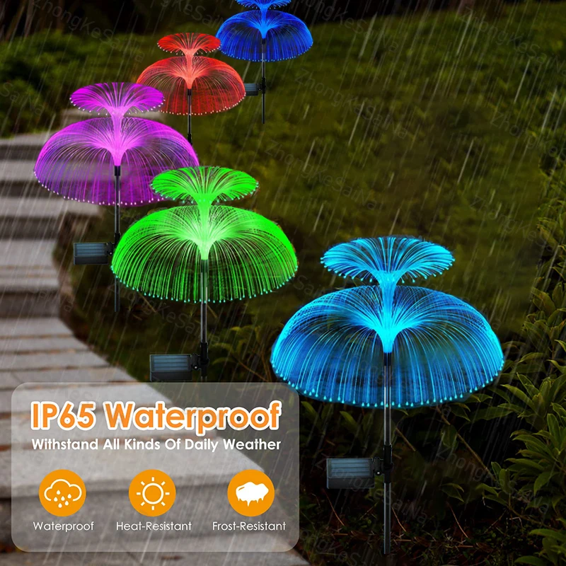 1/2Pcs Solar Garden Light Outdoor Waterproof Jellyfish Lawn Light RGB Changing Color Landscape Light for Yard/Pathway Decor - Image 4