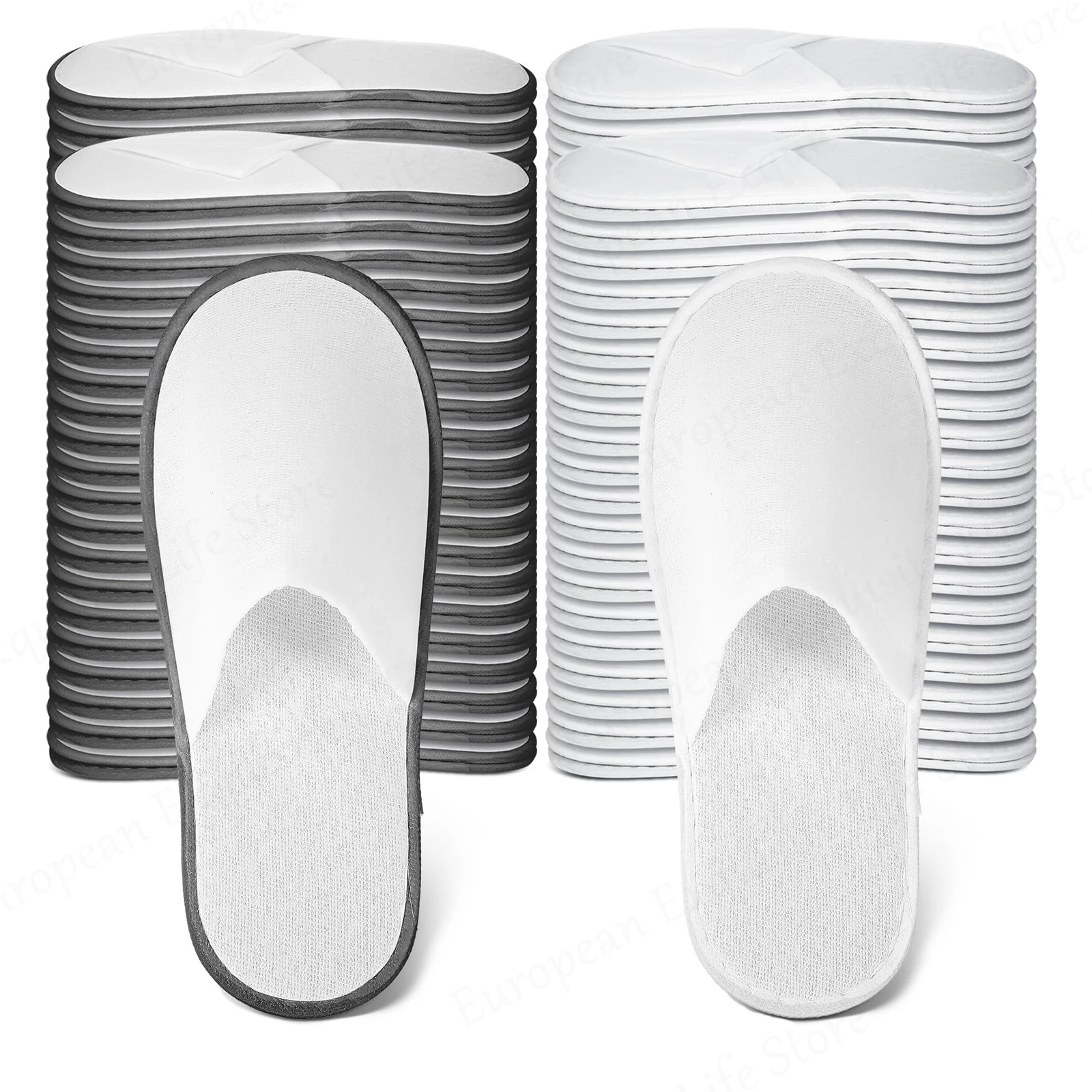 10-240Pairs SPA Disposable Slippers for Hotel Guests Bulk Closed Toe Non-Slip House Slippers Comfort Brushed Plush Party Slipper