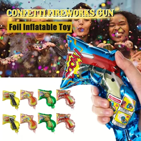 10-200Pcs Party Confetti Inflatable Gun Handheld Confetti Gun Foil Balloon Firework Cannon for Wedding/Birthday/Graduation