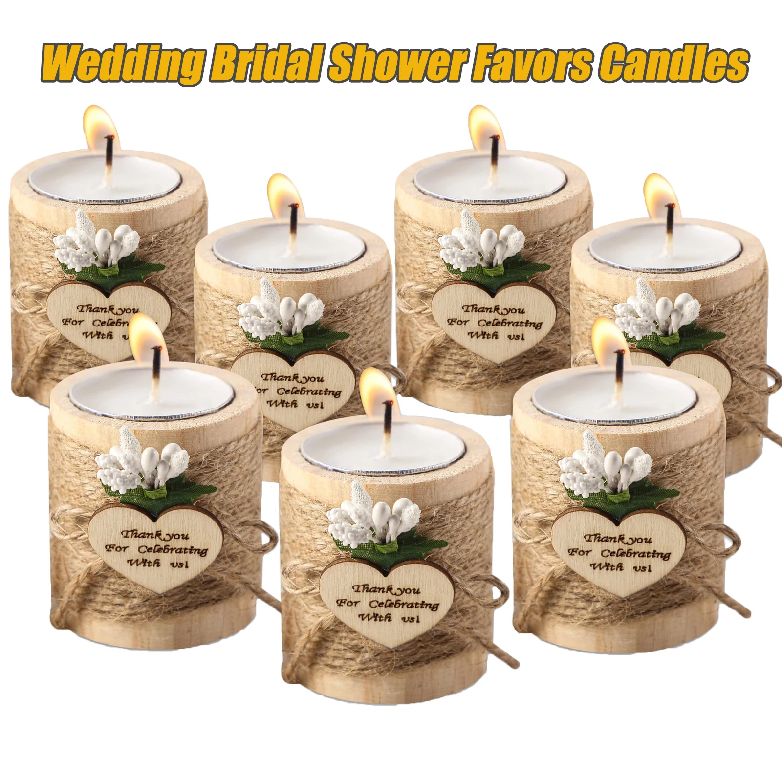 10-50Pcs Wedding Candles Favors for Guests Gift Wood Tealight Candle Holder Bulk Bridal Shower Tealight Holder Thank You Gifts
