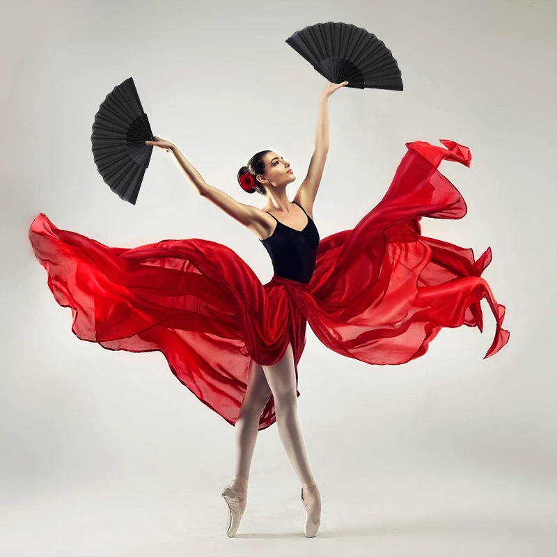 10-100Pcs Black Hand Fans Vintage Chinese Style Folding Fans Cloth Fabric Dance Fan Wedding Party Favor Gift Fans for Guests - Image 5