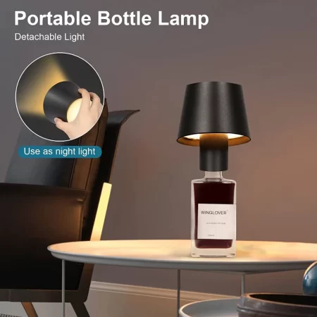 LED Wine Bottle Lamp Portable Removable Bar Table Lamp 5200mAh USB Rechargeable Desk Lamp Touch Cordless Night Light Decor Lamp