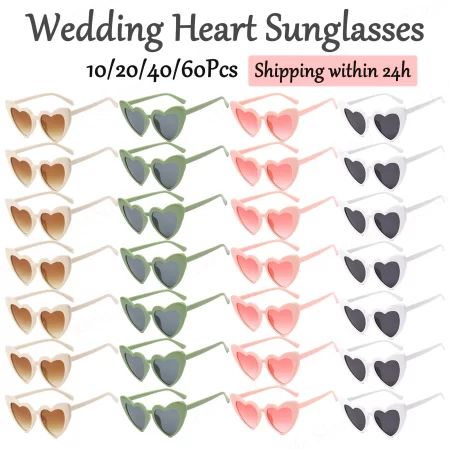 10-60Pcs Heart Sunglasses Wedding Party Favors for Guests Bachelorette Hen Party Sunglasses Bride Bridesmaid Gifts