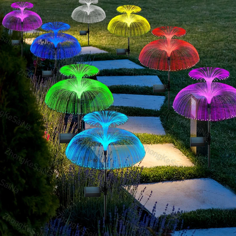 1/2Pcs Solar Garden Light Outdoor Waterproof Jellyfish Lawn Light RGB Changing Color Landscape Light for Yard/Pathway Decor