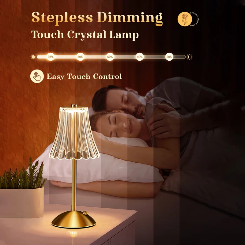 4/2/1Pcs LED Rechargeable Table Lamps Restaurant Decor Light Touch Dimming Desk Lamp Portable Cordless Night Light Bedside Lamp - Image 4