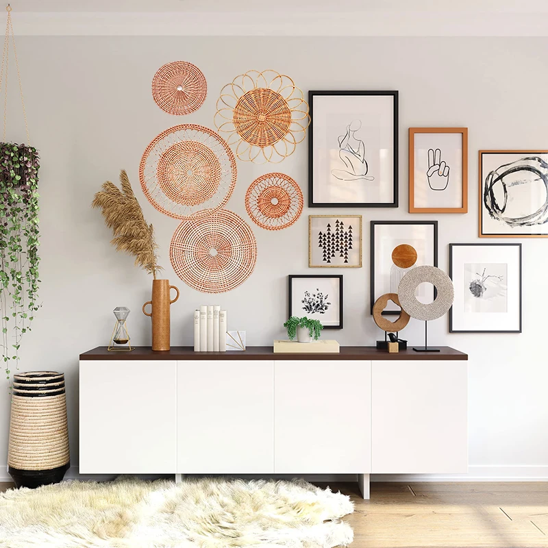 Woven Wall Basket Decor Set of 5 Hanging Rattan Wicker Wall Decoration 100% Handmade Boho Wall Baskets for Living Room/Bedroom - Image 4